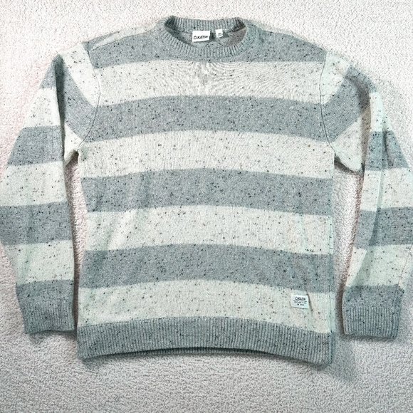 Katin Smith Crew Neck Sweater Wool Brend Grey White Colorblock Size Small Winter - Picture 1 of 10
